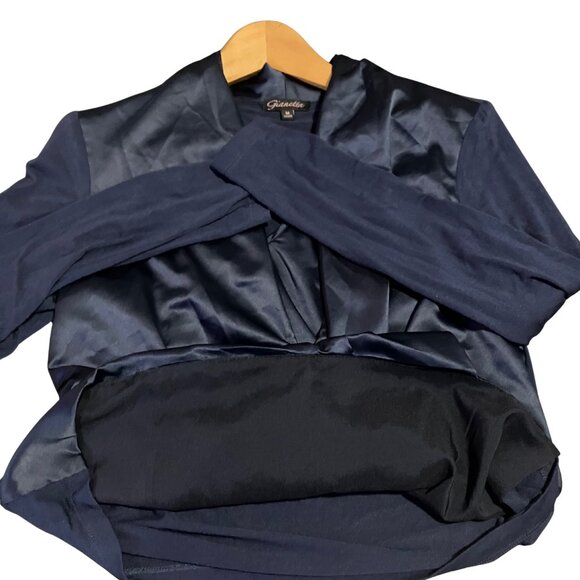 Gianetta Navy Blue Draped Front Long Sleeve Blouse | Size M - Picture 8 of 10